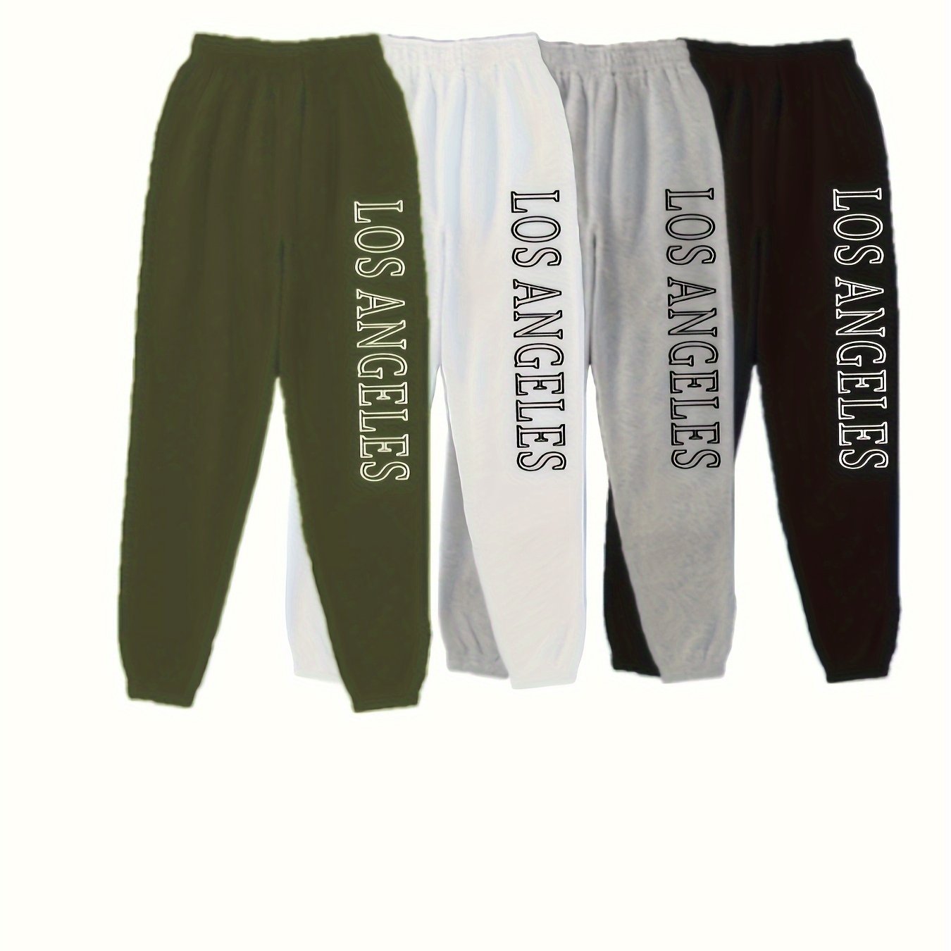 Letter Print Jogger Sweatpants 4 Pack, Casual Slant Pocket Sporty Pants For Fall & Winter, Women's Clothing