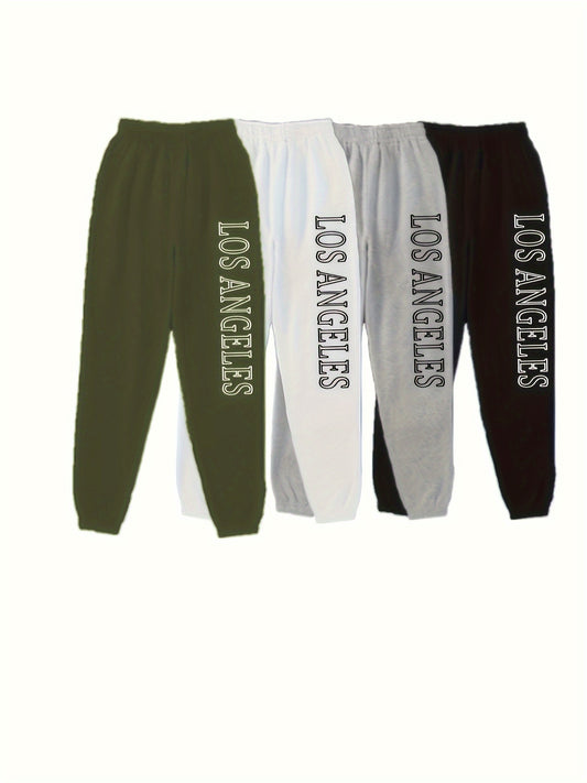 Letter Print Jogger Sweatpants 4 Pack, Casual Slant Pocket Sporty Pants For Fall & Winter, Women's Clothing